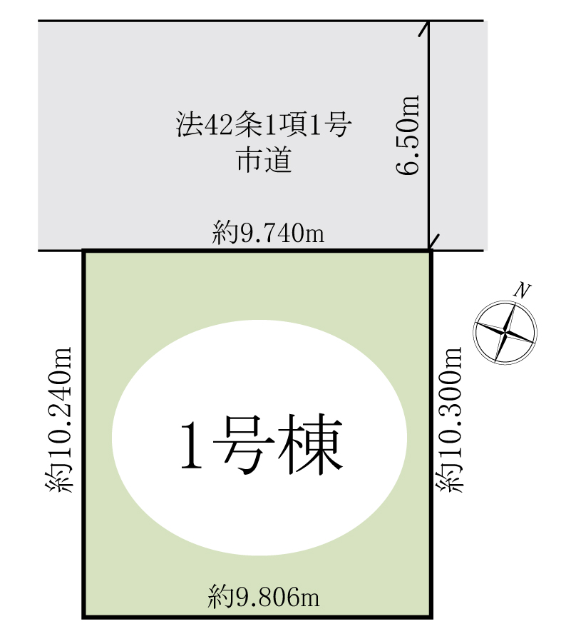 【区画図】公道6.5ｍに面した整形地です。